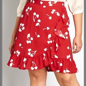 ModCloth red & white ruffle skirt size 18